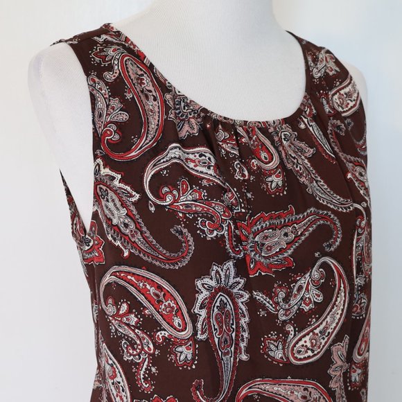 ANN TAYLOR LOFT Medium Sleeveless Blouse Burgundy - Picture 4 of 7
